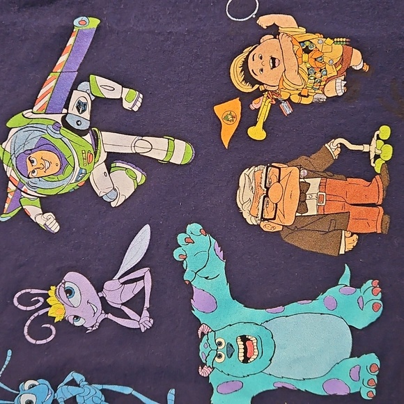 Pixar Disney navy blue short sleeve graphic tee XL Buzz BOO Sully Nemo Sporky UP - Picture 3 of 10